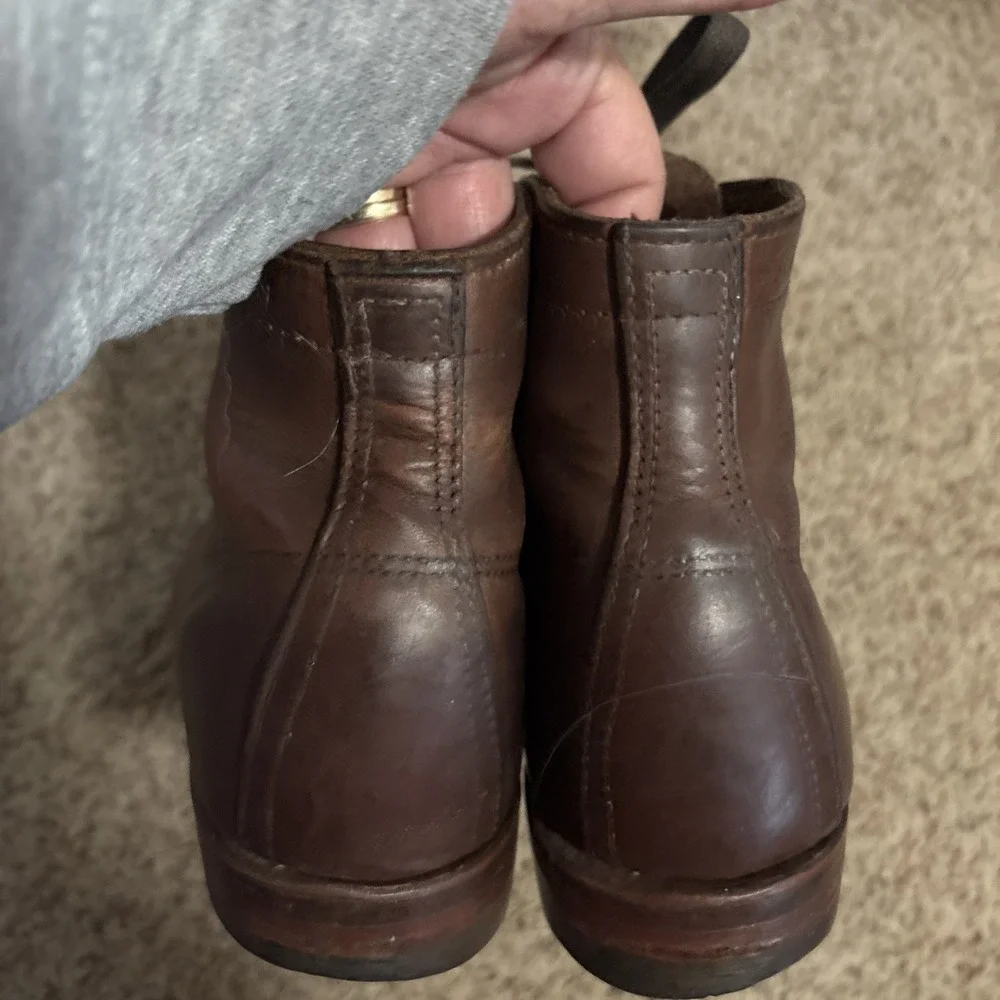 WOLVERINE 1000 MILE ORIGINAL PLAIN TOE BROWN LEATHER ANKLE BOOTS 8D Made In USA